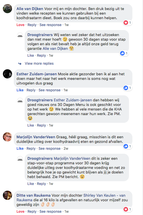 Echte reacties van klanten op Facebook